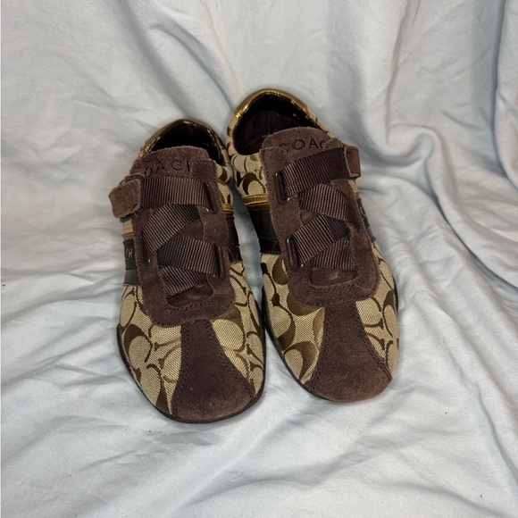 Coach Jenney Signature Sneakers | Brown & Gold | Size 7.5M | Logo Athletic Shoes - Picture 2 of 8